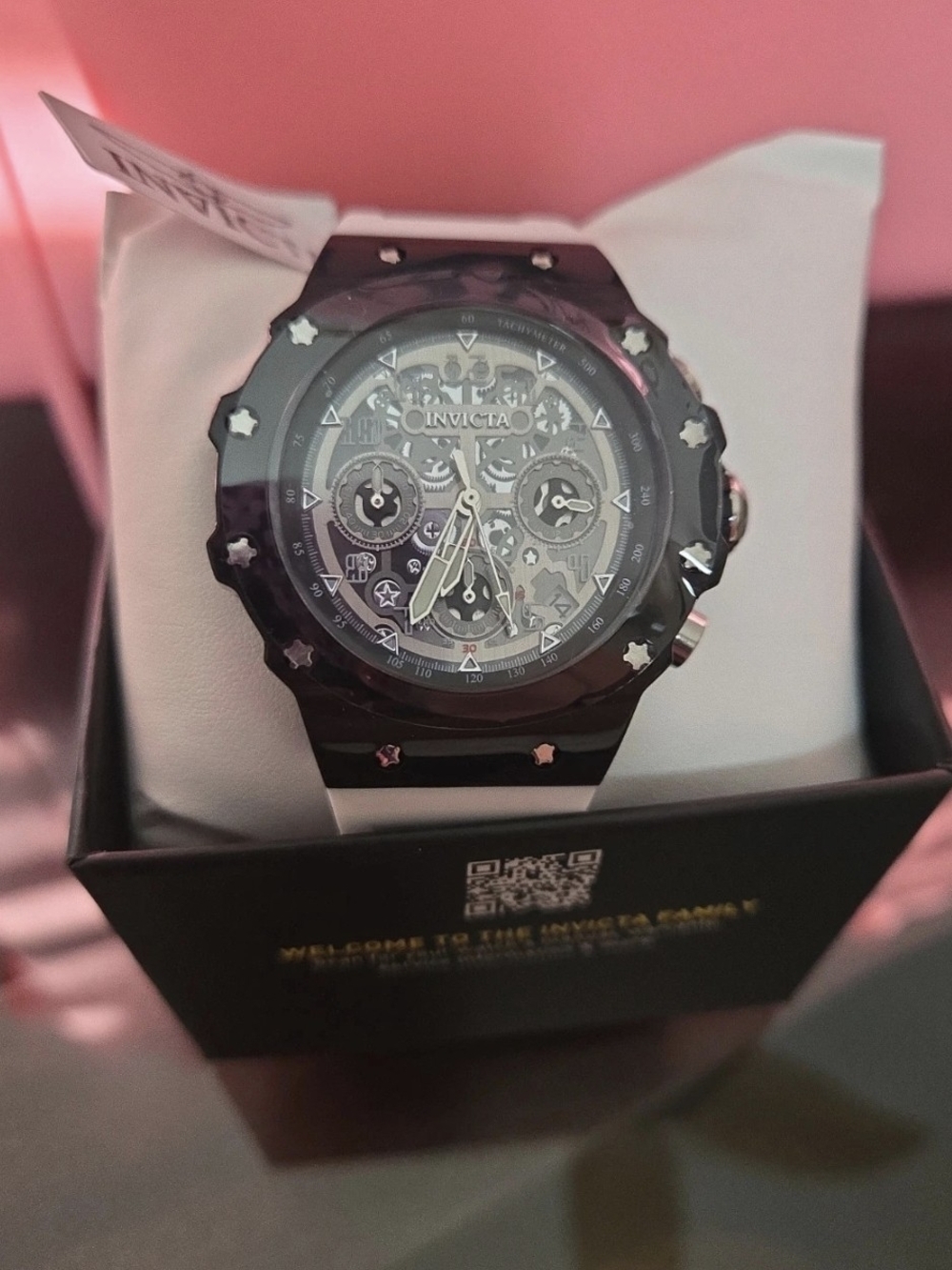 69616 Invicta Racing Valyron Unisex White Black Skeleton Dial Watch 41mm